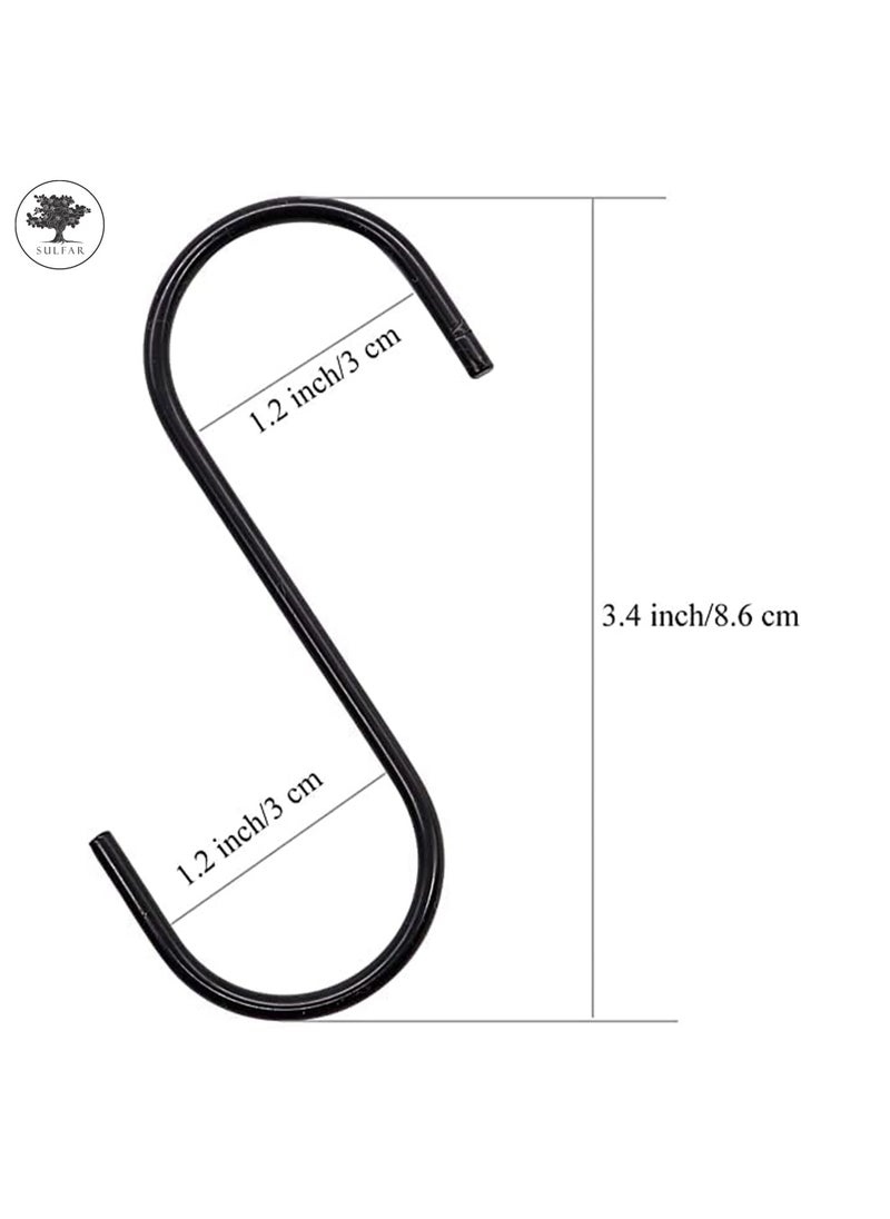 sulfar - MS Heavy Duty S Hooks for Hanging S Shaped Hooks for Hanging S Hooks for Kitchen, Clothes, Office, Steel S Hooks, Cloth Hanger Hook (Pack of 12) Black - Image 1