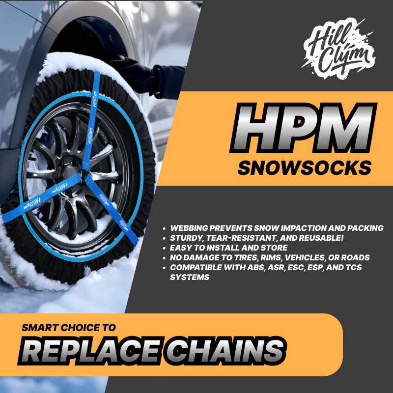 HILLCLYM Snow Socks for Tires, Elastic Tire Socks for Passenger Cars, Sedan, SUVs, Alternative for Tire Snow Chain, Snow Traction Device, Winter Emergency Accessory, Set of 2 (HPM-50) - Image 2