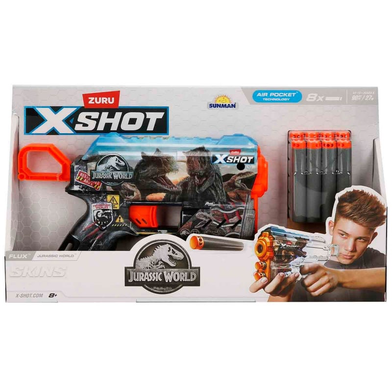 X-Shot بلاستر فلوكس من سلسلة X-Shot Skins 2 عالم الديناصورات مع 8 سهام - Image 1