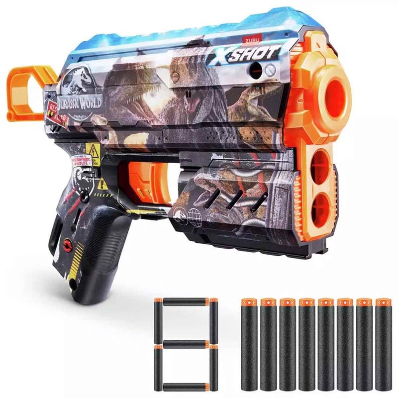 X-Shot بلاستر فلوكس من سلسلة X-Shot Skins 2 عالم الديناصورات مع 8 سهام - Image 2