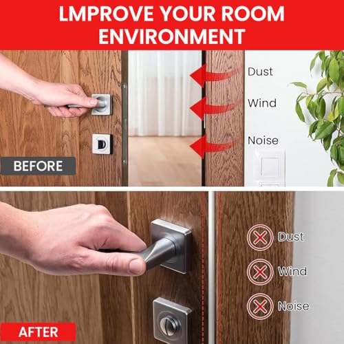 HASTHIP ® Alloy Steel 19.69ft Door Seal Strip Self Adhesive Door Frame Seal Strip Cushioning Hollow Out Cuttable Noise Reduction Frame,White - Image 4