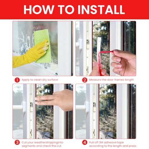 HASTHIP ® Alloy Steel 19.69ft Door Seal Strip Self Adhesive Door Frame Seal Strip Cushioning Hollow Out Cuttable Noise Reduction Frame,White - Image 3
