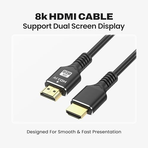 EVM 8K HDMI 2.1 Cable – 3M Ultra High Speed 48Gbps, 8K@120Hz & 4K@144Hz, eARC, 3D, Tangle-Free, Durable, Compatible with PS5, Xbox, PC, TV, Projector – 1 Year Warranty (EVM-8KHDMI-01) - Image 2