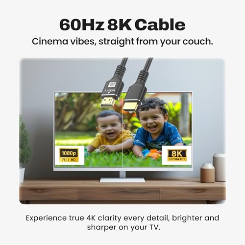 EVM 8K HDMI 2.1 Cable – 3M Ultra High Speed 48Gbps, 8K@120Hz & 4K@144Hz, eARC, 3D, Tangle-Free, Durable, Compatible with PS5, Xbox, PC, TV, Projector – 1 Year Warranty (EVM-8KHDMI-01) - Image 5