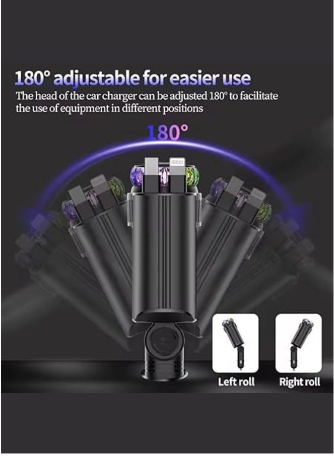 45W 5-in-1 Retractable Car Charger with Starlight & Air Freshener PD 30W Fast Charging for iPhone & Android - Image 4