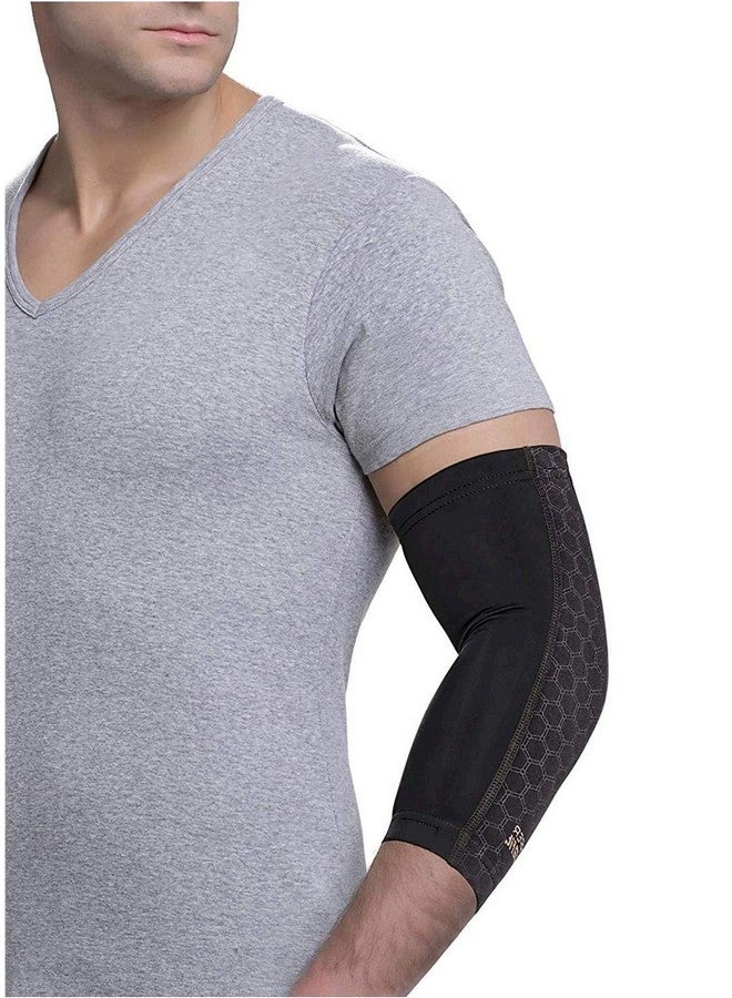 Copper Fit Copper Fit unisex adult Elbow Compression Sleeve Hosiery, Black, Large US 