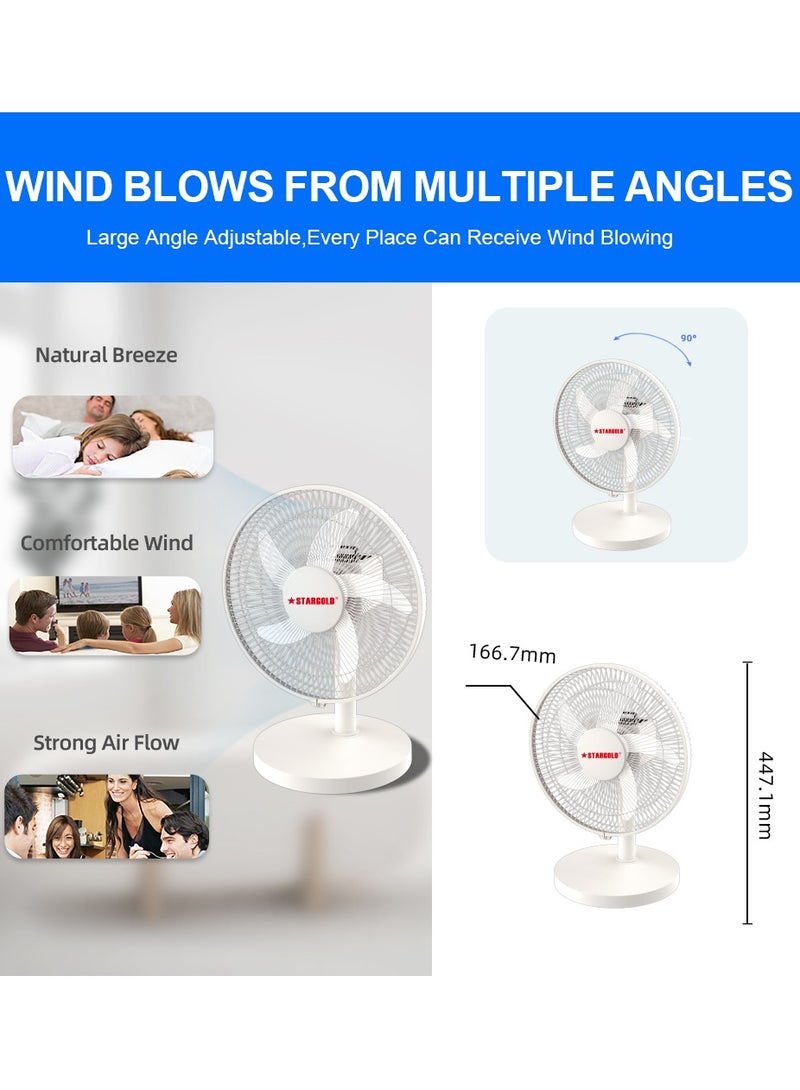 ستارجولد مروحة طاولة قابلة للشحن مقاس 12 بوصة مع 4 مصابيح SMD LED - Image 4