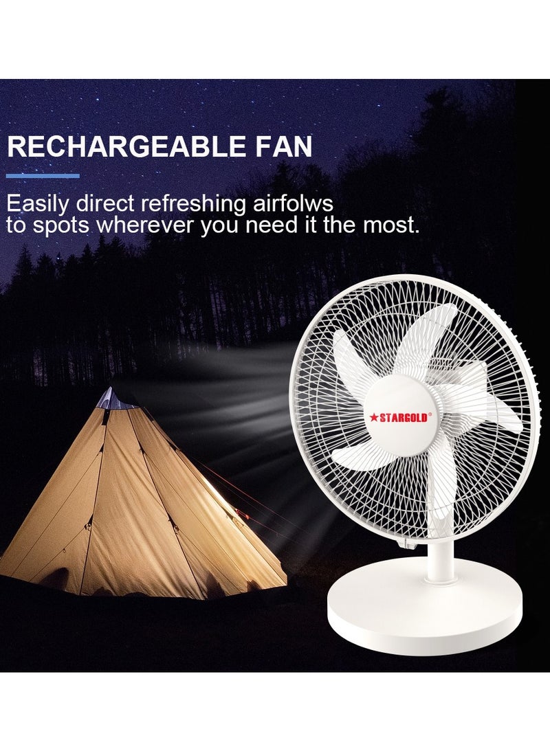 ستارجولد مروحة طاولة قابلة للشحن مقاس 12 بوصة مع 4 مصابيح SMD LED - Image 5