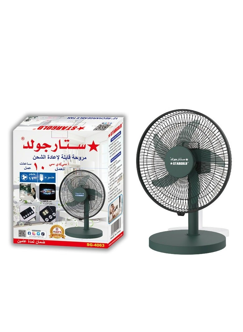 ستارجولد مروحة طاولة قابلة للشحن مقاس 12 بوصة مع 4 مصابيح SMD LED - Image 1