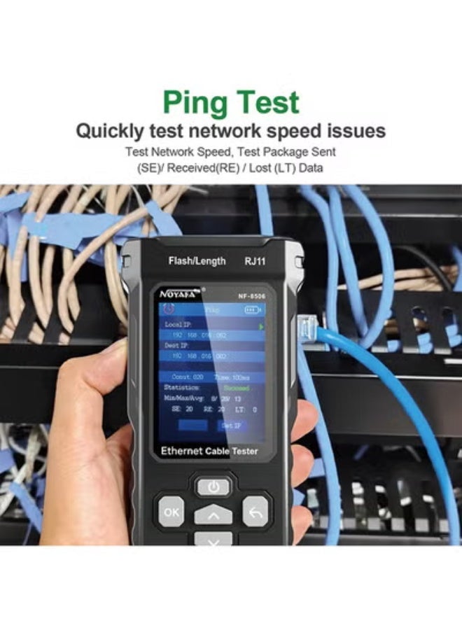 NOYAFA NF-8506 Network Cable Tester with IP Scan, TDR CAT5 CAT6 Ethernet Cable Tester, PoE PingTest, Network Rate Test, Port Flashing, Network Tester Cable Toner for RJ11 RJ45 - Image 5