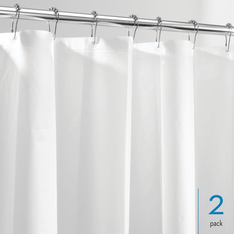 InterDesign iDesign PEVA Mold and Mildew Resistant Plastic Shower Curtain Liner for Use Alone or With Fabric Curtain, Set of 2, 72â€ x 72â€, White - Image 2