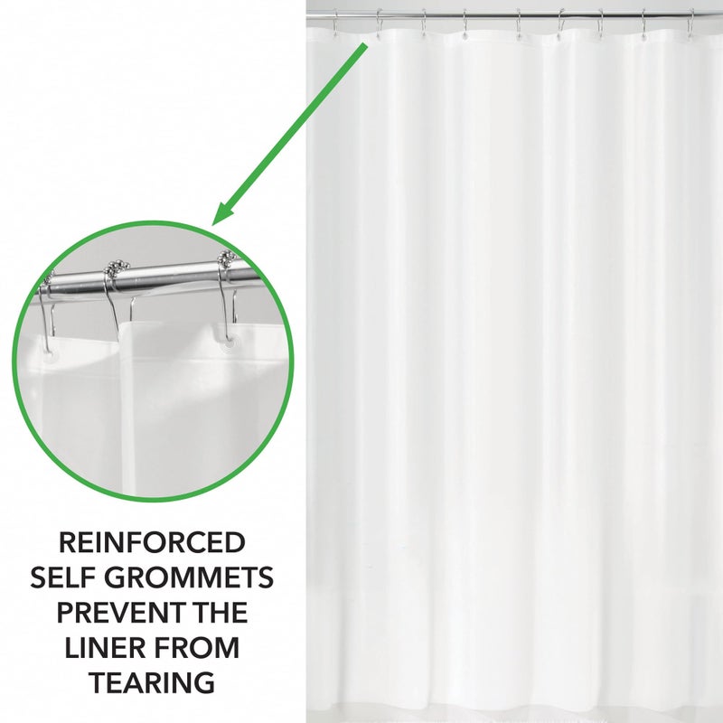 InterDesign iDesign PEVA Mold and Mildew Resistant Plastic Shower Curtain Liner for Use Alone or With Fabric Curtain, Set of 2, 72â€ x 72â€, White - Image 3