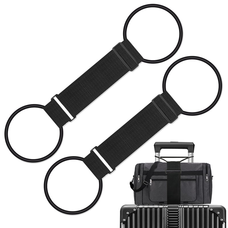 ZXZone 2Pcs Luggage Straps Bag Bungee Luggage Straps Suitcase Adjustable Beltï¼ŒAdd a Bag Easy to Travel Suitcase Elastic Strap Belt Luggage Accessories(Black-2Pcs) - Image 1
