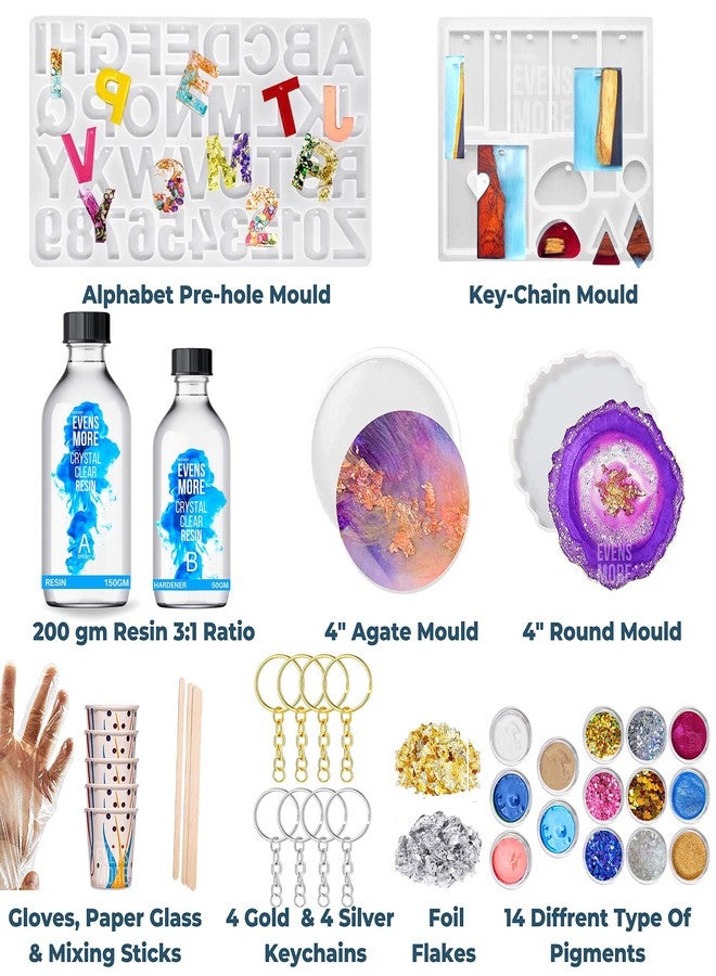 EVENS MORE Diy Resin Art Kit 200 Gm Resin With Mould And Pigment (All In One Kit), Multicolor - Image 2