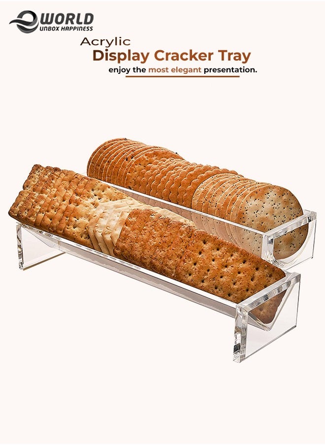 Eworld - Sturdy Rectangular Acrylic Tray for serving Biscuits, Cracker Holder Stand, Pack of 2 - Image 1
