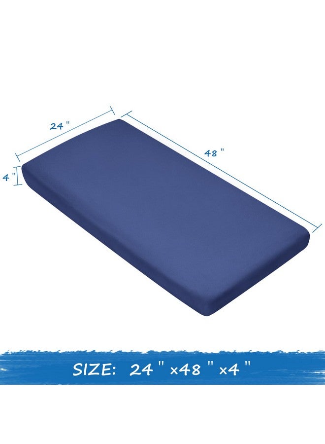 Coldwind Nap Mat Sheet 2 Pack, 24" x 48" x 4" Fitted Elastic Corners Preschool Day Care Rest Nap Mat Cover, Soft & Breathable Baby Sheets for Regalo My Cot Portable Toddler Bed and Joovy Travel Cot, Navy - Image 3