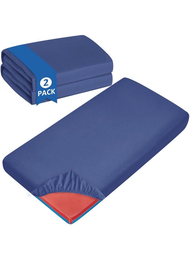 Coldwind Nap Mat Sheet 2 Pack, 24" x 48" x 4" Fitted Elastic Corners Preschool Day Care Rest Nap Mat Cover, Soft & Breathable Baby Sheets for Regalo My Cot Portable Toddler Bed and Joovy Travel Cot, Navy - Image 1