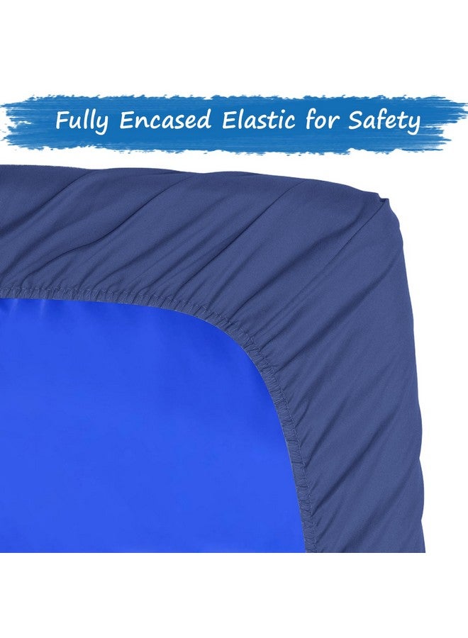 Coldwind Nap Mat Sheet 2 Pack, 24" x 48" x 4" Fitted Elastic Corners Preschool Day Care Rest Nap Mat Cover, Soft & Breathable Baby Sheets for Regalo My Cot Portable Toddler Bed and Joovy Travel Cot, Navy - Image 4
