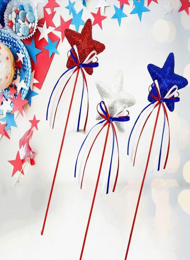 ASVNRES 4th of July Flower Picks Glitter Puffy Star Foam Sparkly Sticks for Americana Independence Day, Red White Blue Party Crafts Supplies Decorations, Memorial Day Patriotic Decor (6) - Image 5
