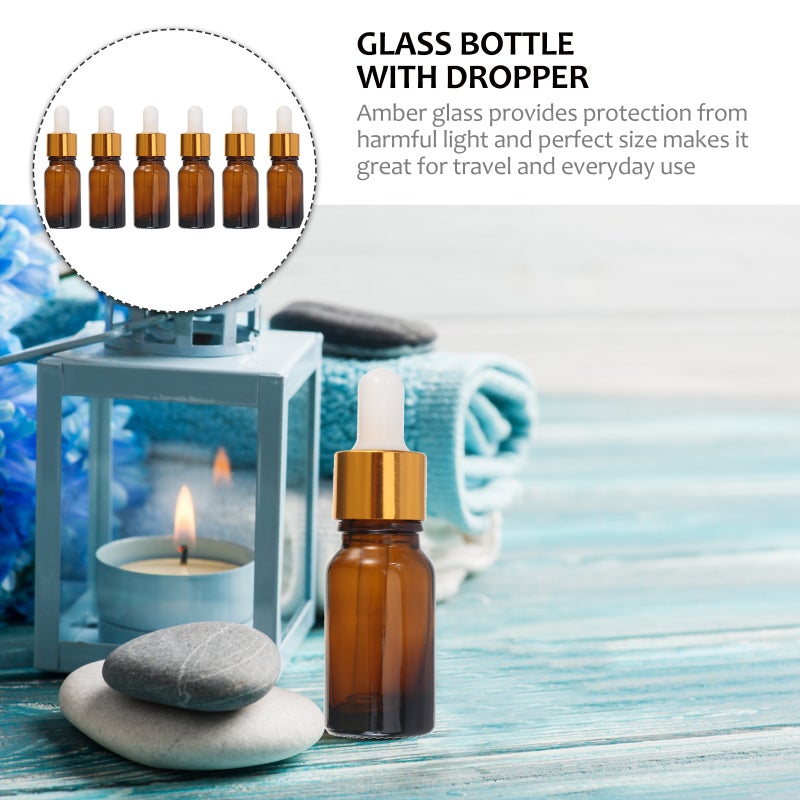 6pcs 10ml Refillable Empty Amber Bottles with Dropper and DIY Blends Supplies Tool Accessories Perfume Aromatherapy Carrier - Image 5