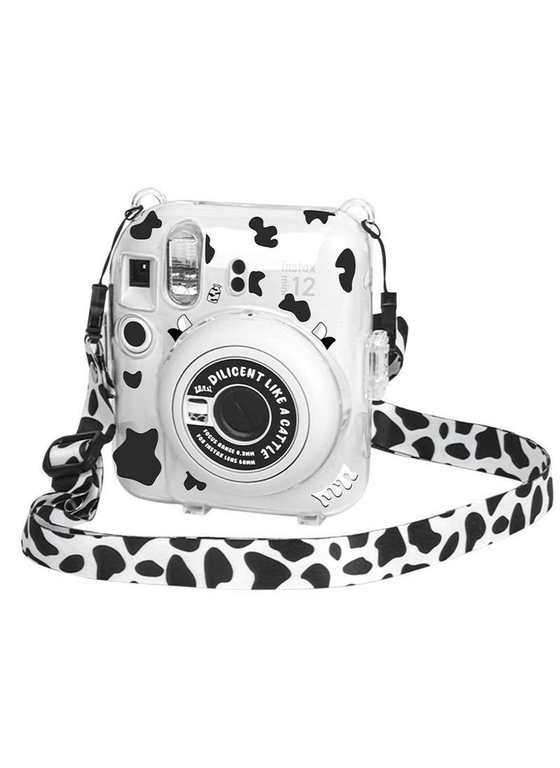 KASTWAVE - Clear Case for Fuji Instax Mini 12/Polaroid Mini 12, Case for Fujifilm Instax Mini 12 Instant Camera with Back Photos Pocket, Shoulder Strap and Beautiful Sticker - Image 1