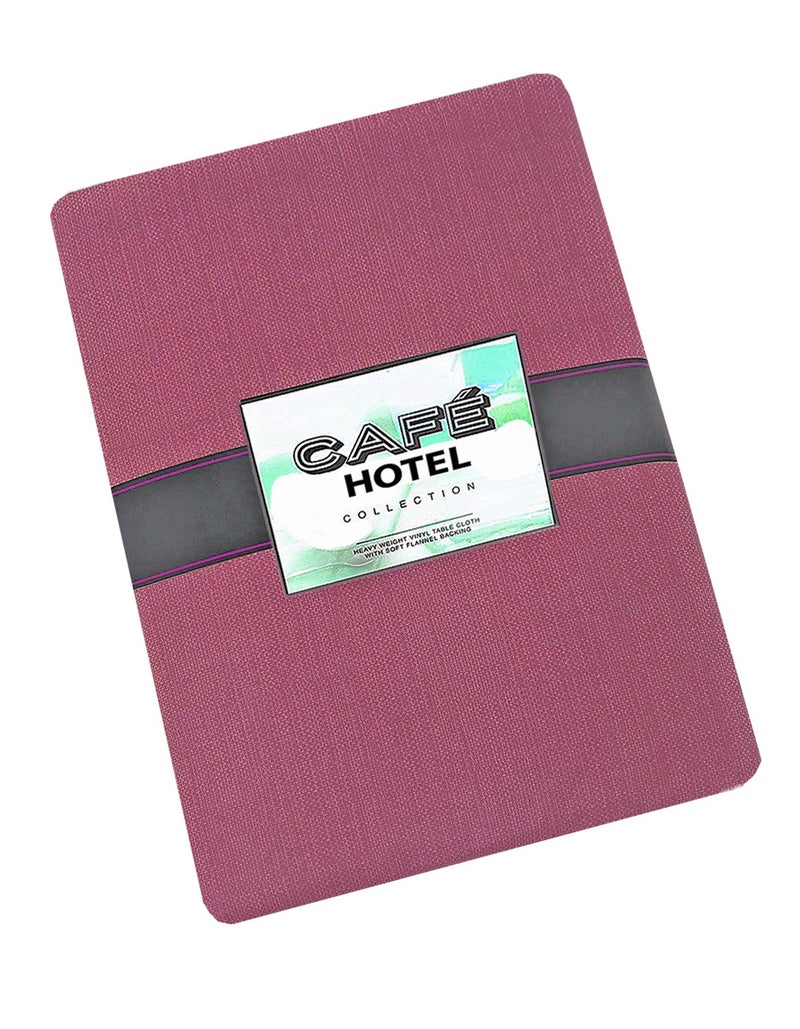 Lintex Cafe Hotel Linen Look Solid Color Heavy 4 Gauge Vinyl Flannel Backed Tablecloth  Indoor/Outdoor Wipe Clean Tablecloth  52 Inch x 70 Inch Oblong/Rectangle  Burgundy - Image 1