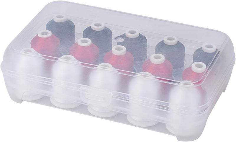 simthread Machine Embroidery Thread with Storage Box 1000M (1100Y) Polyester 20 Options 15 Spools Set for Embroidery Sewing Machine (5 White 5 Black 5 Red) - Image 1