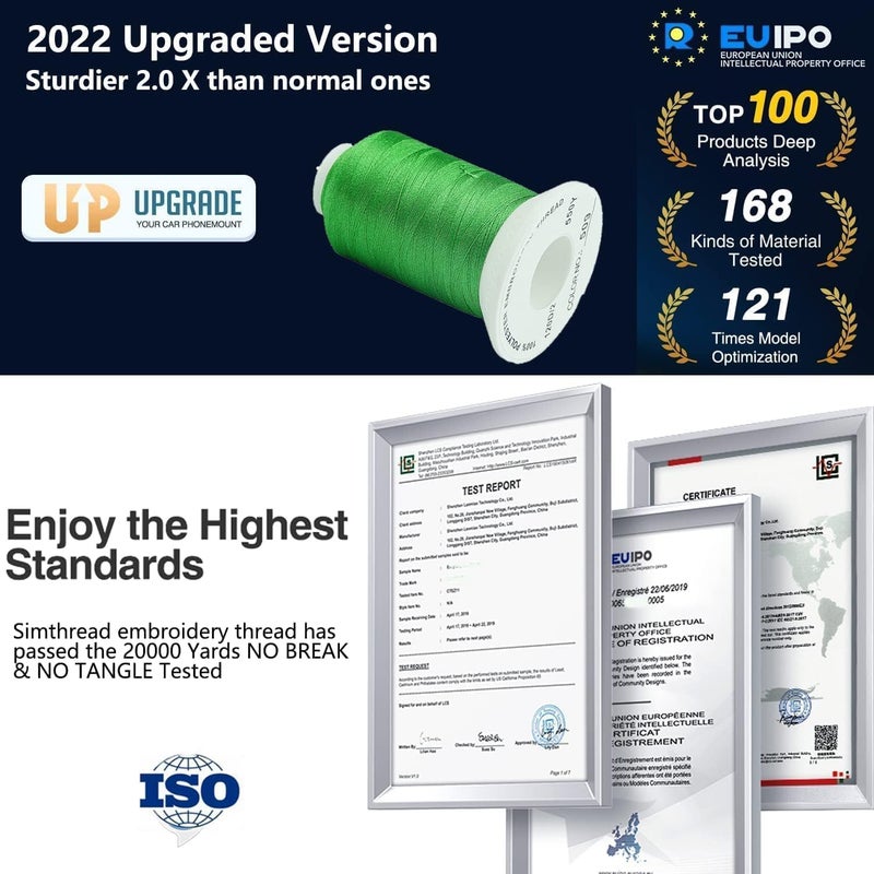 simthread Machine Embroidery Thread with Storage Box 1000M (1100Y) Polyester 20 Options 15 Spools Set for Embroidery Sewing Machine (5 White 5 Black 5 Red) - Image 3