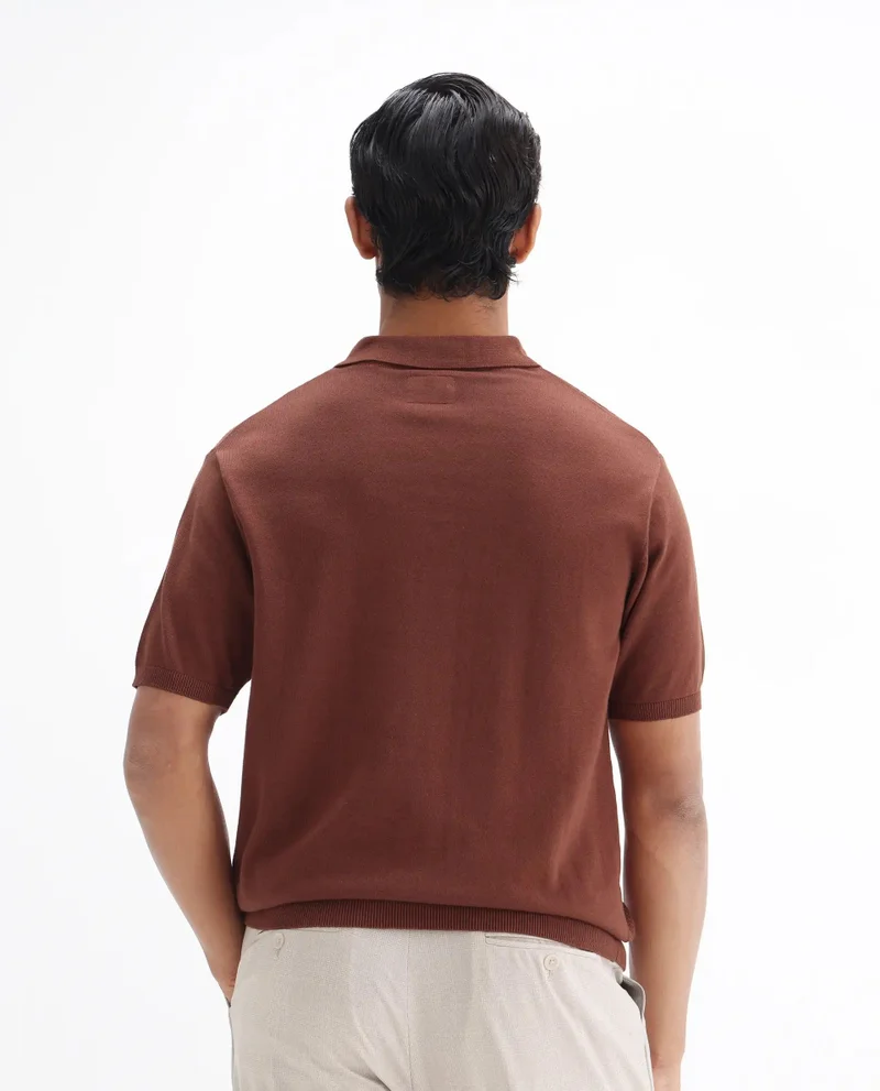 Rare Rabbit Men's Cable Knit Regular Fit Solid Polo