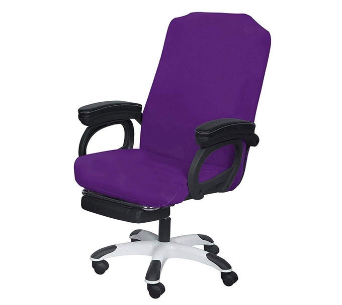 PURPLE OFFICE CHAIR COVER LARGE REMOVABLE DURABLE STRETCH FIT ZIPPER ELASTIC WATER RESISTANT FOR UNIVERSAL ROTATING CHAIR DESK CHAIR COVER HIGH BACK CHAIR SEAT