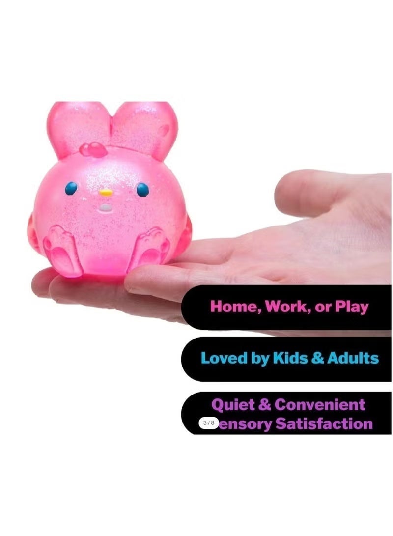 Transparent Glitter Bunny Squish Fidget Toy, Cute Cartoon Rabbit Clear Gel Squeeze Sensory Toy, Silent Portable Stress Relief Decompression Gift for Kids Teens Adults, Random Pastel Glitter Color Delivery - Image 4