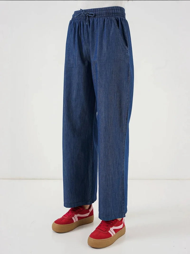 BIG DART BDART Relaxed Fit Wide Leg Denim Jeans with Drawstring Closure