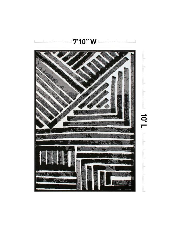 Rugshop Contemporary Stripe Design High Traffic Area Rug 7'10" x 10' Black - Image 2