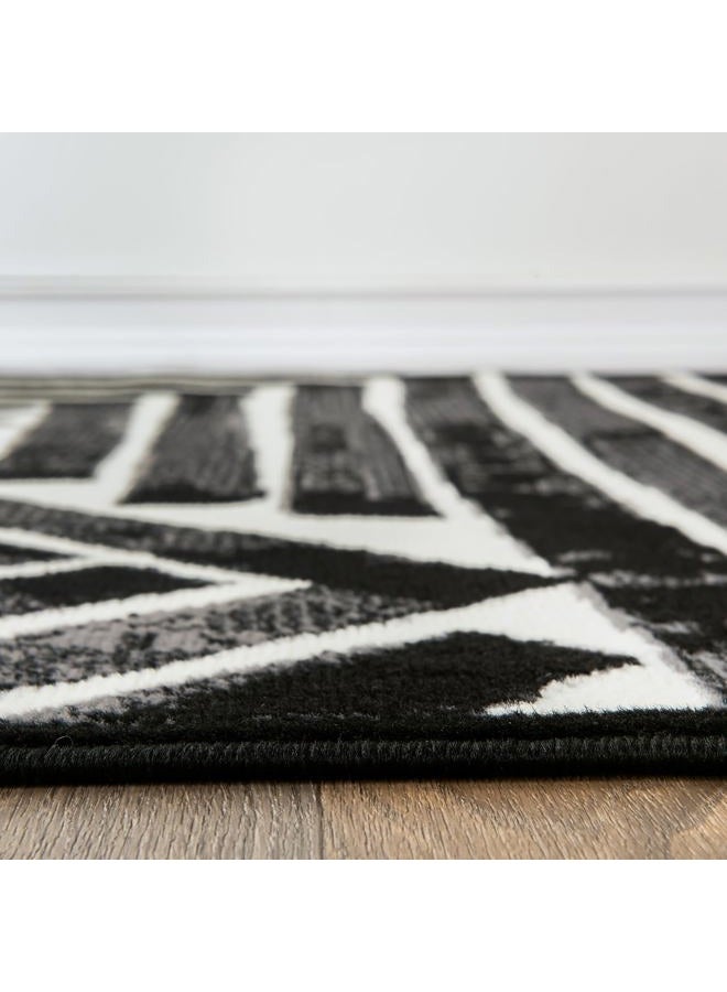 Rugshop Contemporary Stripe Design High Traffic Area Rug 7'10" x 10' Black - Image 4