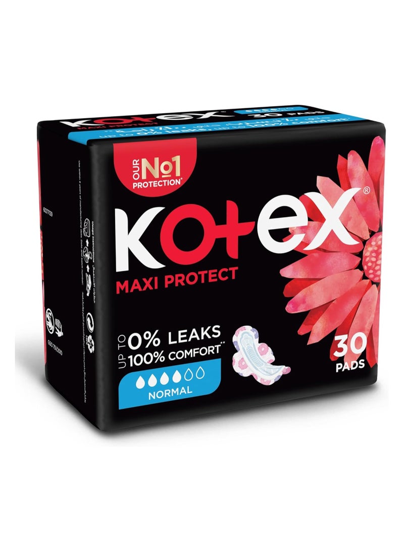 كوتكس ماكسي بروتيكت، فوط صحية مقاس عادي مع أجنحة 30 فوط صحية - Image 2