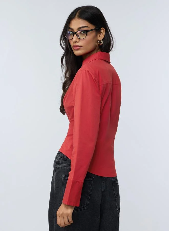 The Souled Store  Red Long Sleeve Regular Fit Shirt for Women | Best Price UAE