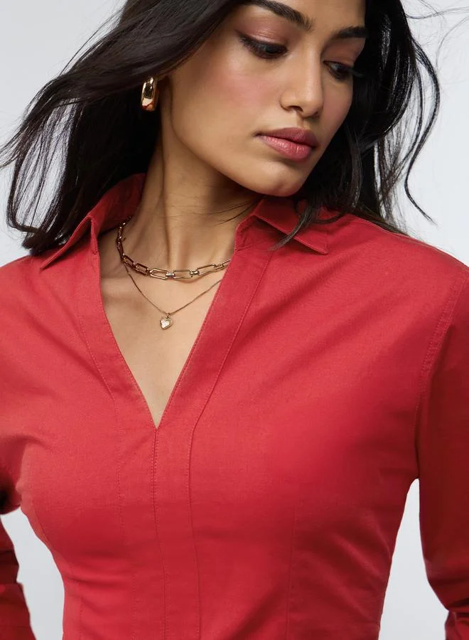 The Souled Store  Red Long Sleeve Regular Fit Shirt for Women | Best Price UAE