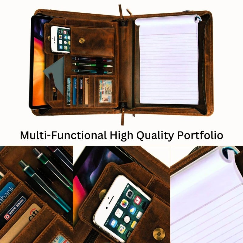 Jajmo Legacy Top Grain Leather Portfolio - Professional Business Padfolio & Document Organizer with Writing Pad for Men & Women - Image 4