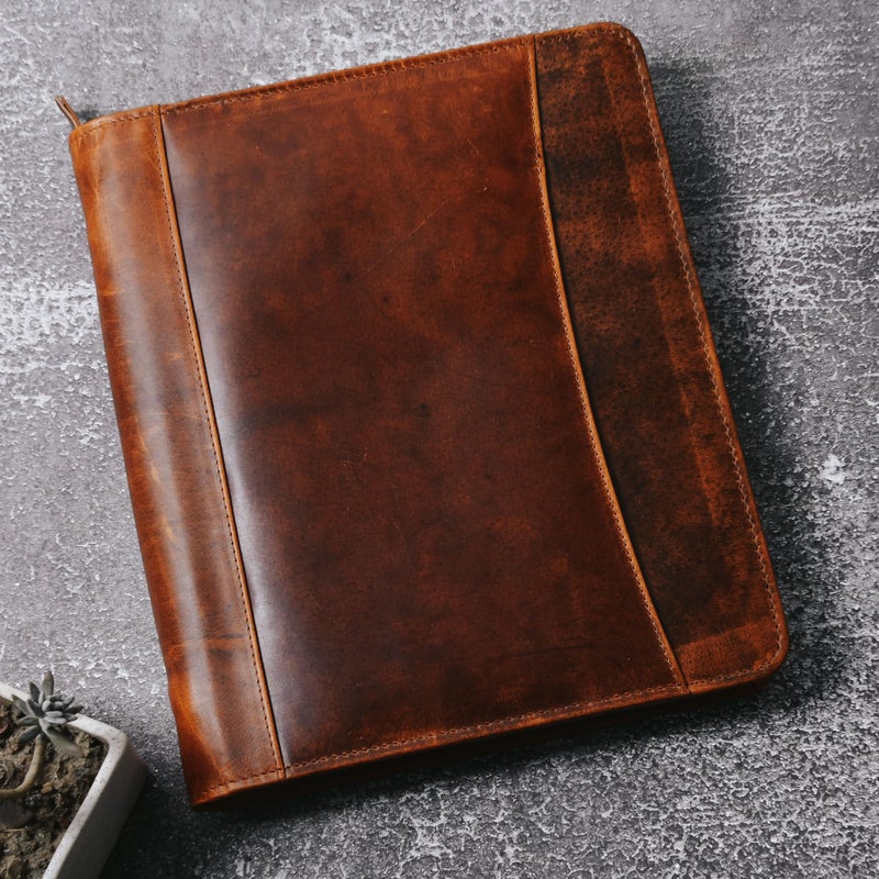 Jajmo Legacy Top Grain Leather Portfolio - Professional Business Padfolio & Document Organizer with Writing Pad for Men & Women - Image 1