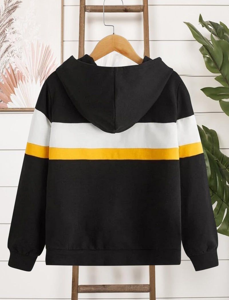 Dagcros Boy's Full Sleeve Cotton Hoodies Sweatshirt (15-16 Years, Black) - Image 2