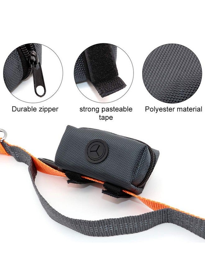 Pet Waste Bag Dispenser Zippered Pouch,Portable Dog Poop Bag Holder Leash Attachment Lightweight Fabric Bags (Dark Grey) - Image 4