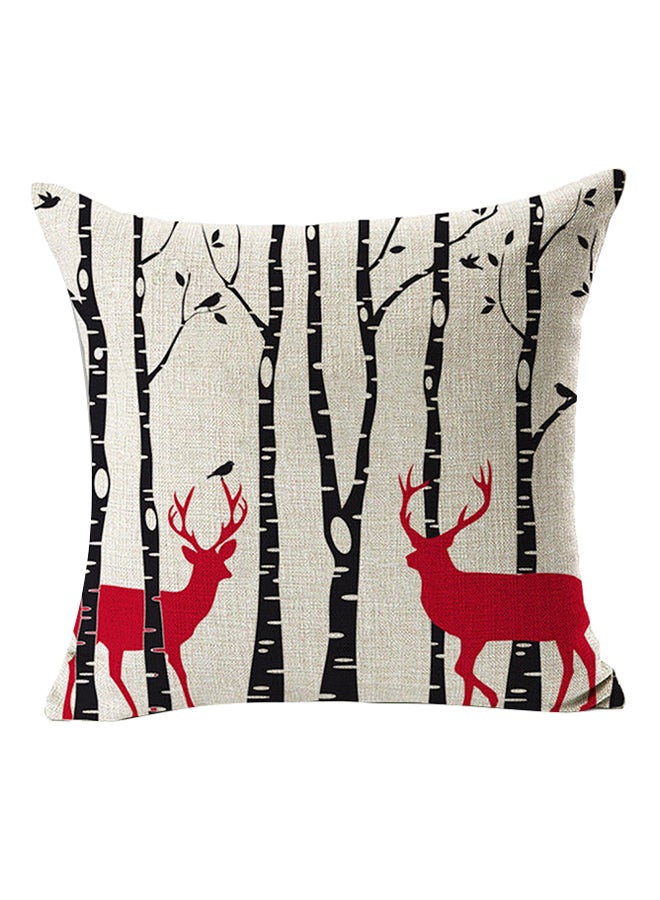 Tree And Forest Printed Throw Pillow Cover White/Pink/Black 45x45centimeter