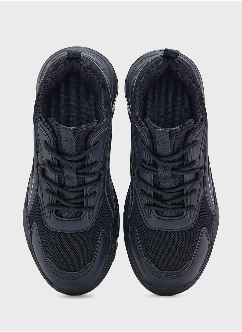 جينجر Chunky Mix Material Sneakers