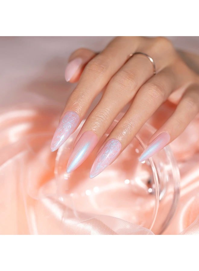 RARJSM Light Pink Pearl Gel Nail Polish Pearlescent Shell Purple Glitter Shimmer Mermaid Iridescent Nail Gel Polish Soak Off LED UV Curing Requires Swirl Thread Effect DIY Manicure Use 7.5ML - Image 2