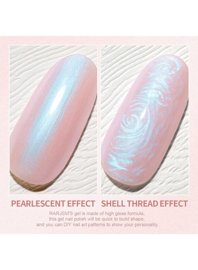 RARJSM Light Pink Pearl Gel Nail Polish Pearlescent Shell Purple Glitter Shimmer Mermaid Iridescent Nail Gel Polish Soak Off LED UV Curing Requires Swirl Thread Effect DIY Manicure Use 7.5ML - Image 3