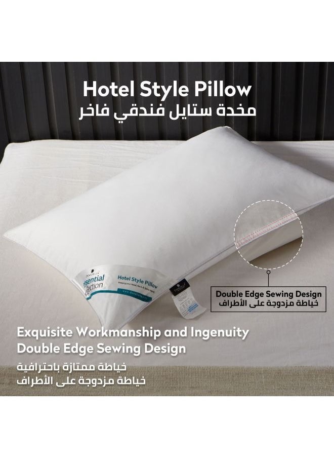Donetella 1Piece Pillow 1000 Gm Hotel Pillow Size 50x75 cm Anti Allergy Bed Pillow Soft Brushed Microfiber White  - Image 3