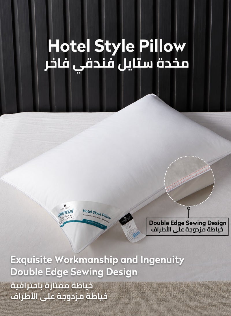 Donetella 1Piece Pillow 1000 Gm Hotel Pillow Size 50x75 cm Anti Allergy Bed Pillow Soft Brushed Microfiber White - Image 3