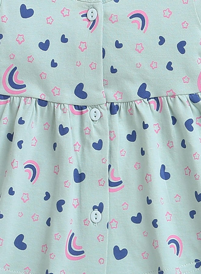 BUMZEE Green Girls Half Sleeves Cotton Knee Length Casual Frock Age - 9-12 Months (Peb9105E-grn) - Image 3