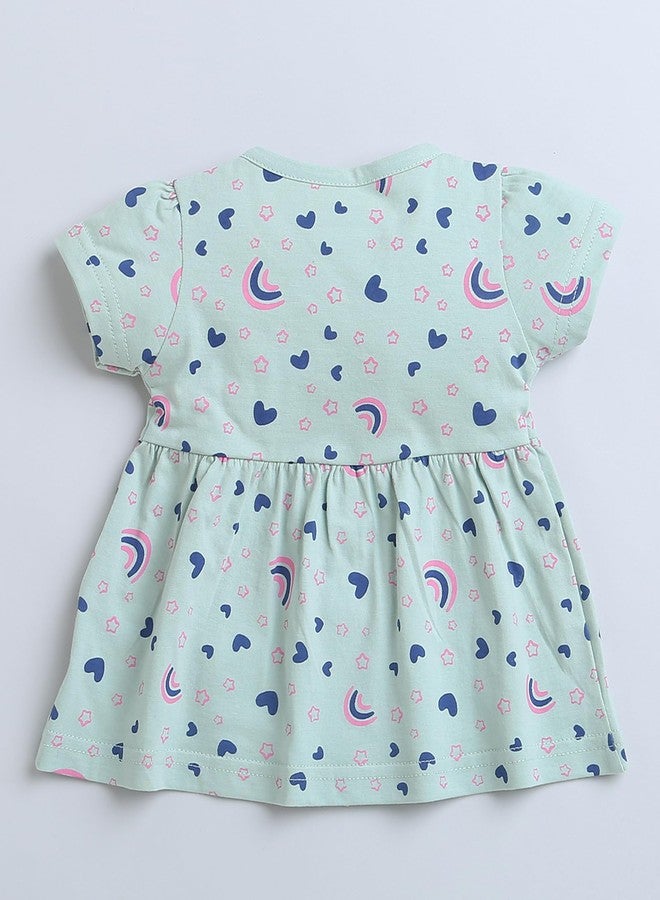 BUMZEE Green Girls Half Sleeves Cotton Knee Length Casual Frock Age - 9-12 Months (Peb9105E-grn) - Image 2