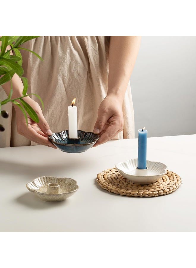 BEUNAIZER Ceramic Candle Holder, Candlestick Holder for Candles,Incense, Santo Palo, Rustic Vintage Home Decor for Halloween Christmas Weddings, Dining Room Table & Living Room Display (Blue) - Image 5